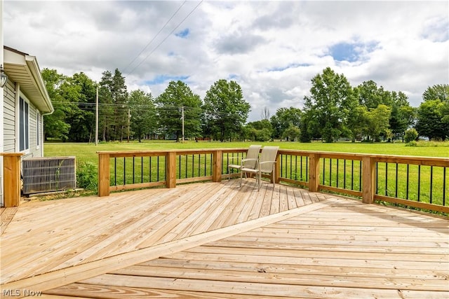 deck with cooling unit and a yard