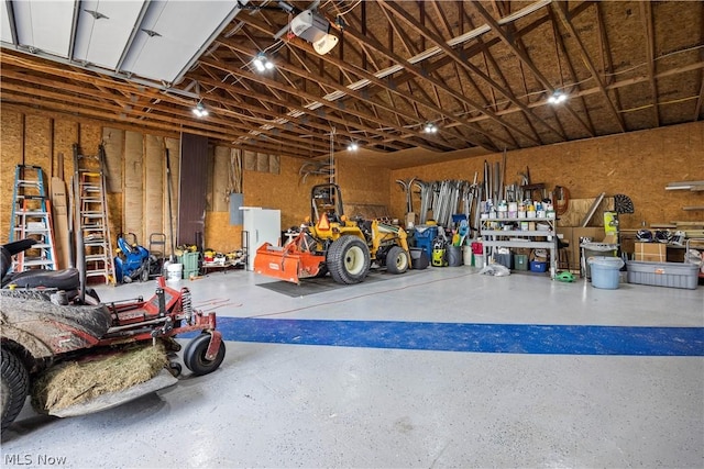 garage with a garage door opener