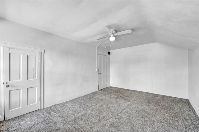 bonus room with ceiling fan, carpet, and lofted ceiling