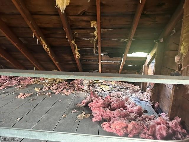 view of unfinished attic