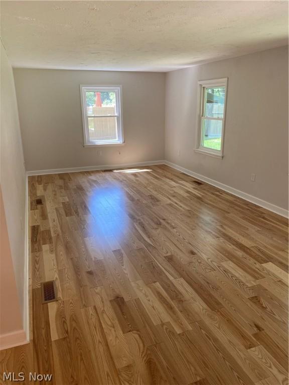 spare room with light hardwood / wood-style floors