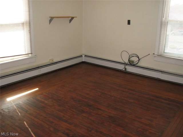 empty room with dark wood-type flooring