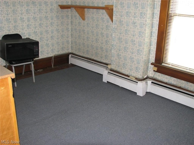 interior space with dark carpet