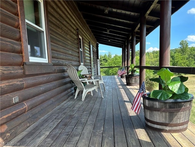 deck with a porch