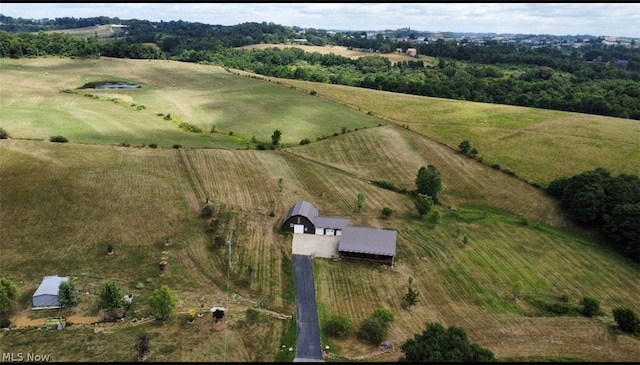 drone / aerial view with a rural view