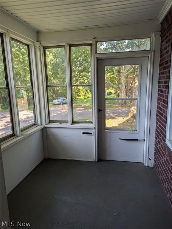 view of unfurnished sunroom