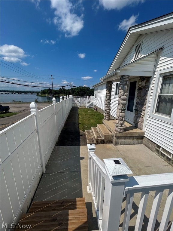 deck with a patio