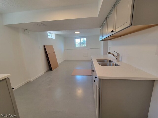 kitchen featuring gray cabinets and sink