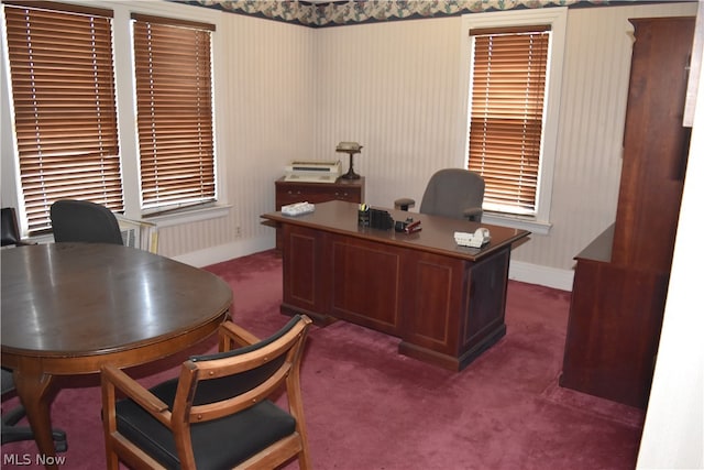 view of carpeted office space