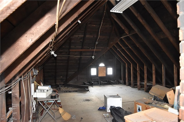 view of unfinished attic