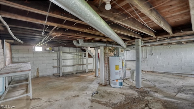 basement with water heater