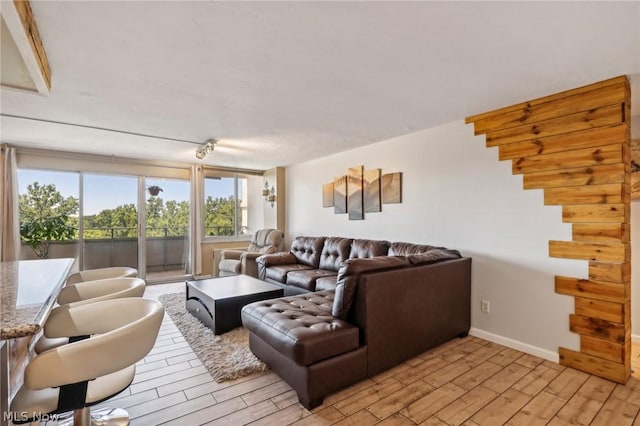 living room featuring light hardwood / wood-style floors