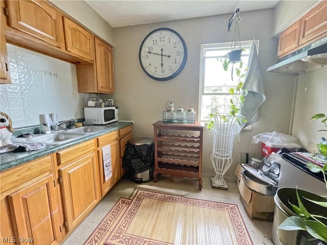 kitchen with decorative backsplash and sink