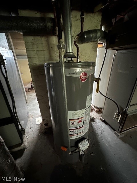 utility room featuring water heater