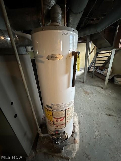 utility room featuring water heater