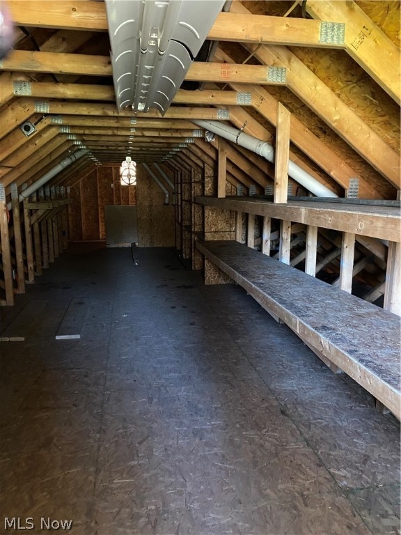 view of unfinished attic