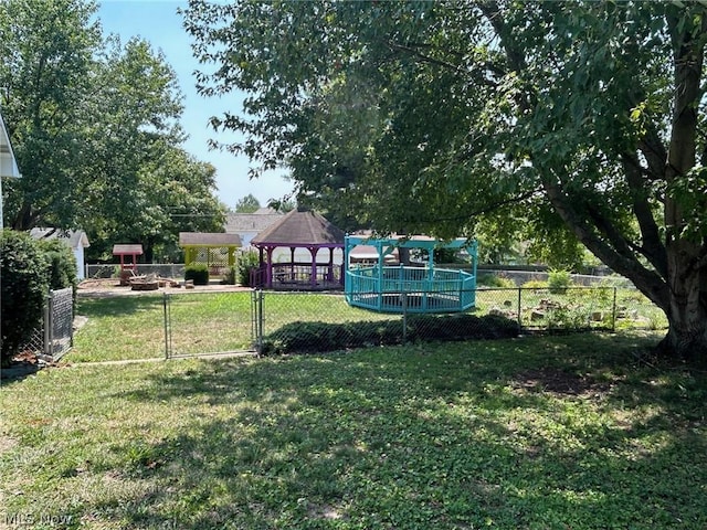 view of yard with a gazebo