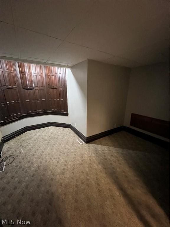 basement with carpet floors