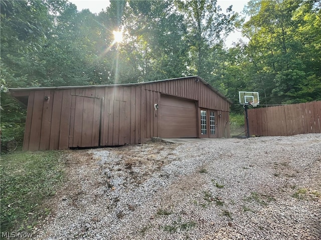 garage with wooden walls