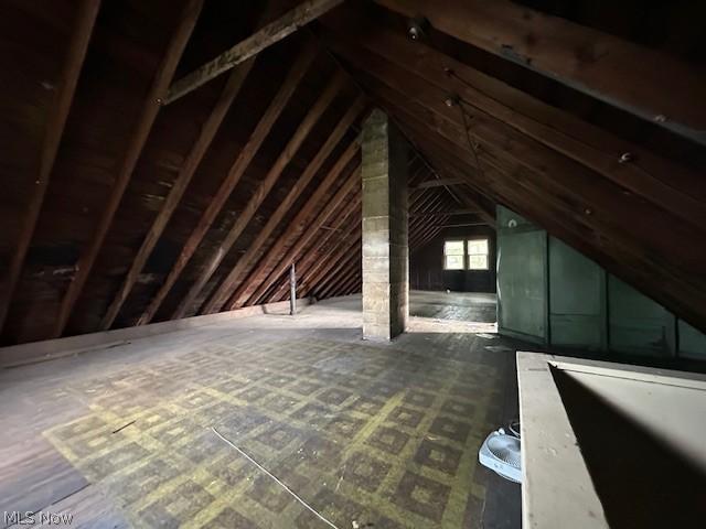 view of unfinished attic
