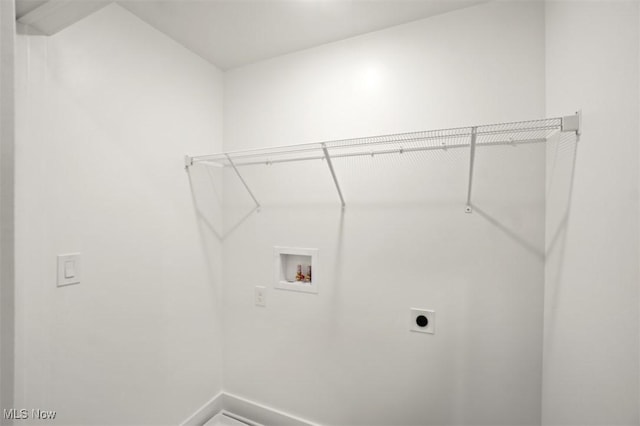 laundry room with baseboards, electric dryer hookup, laundry area, and washer hookup