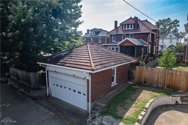 view of garage