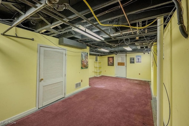 basement with carpet floors