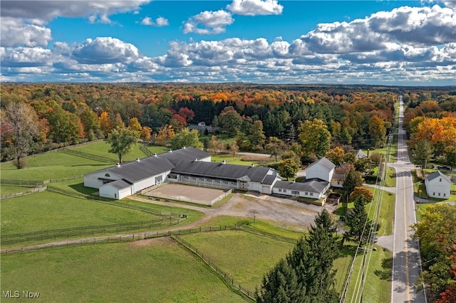 aerial view with a rural view