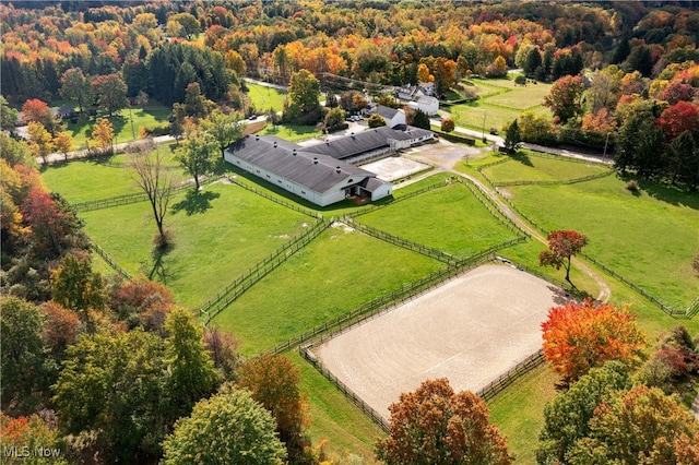 aerial view featuring a rural view