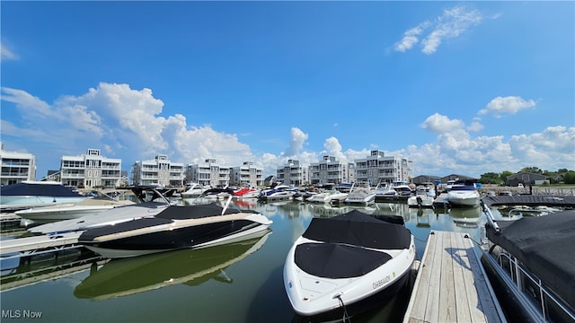 dock area featuring a water view