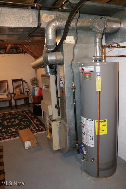 utility room with gas water heater