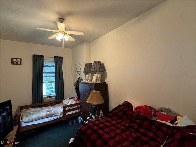 bedroom with carpet and ceiling fan