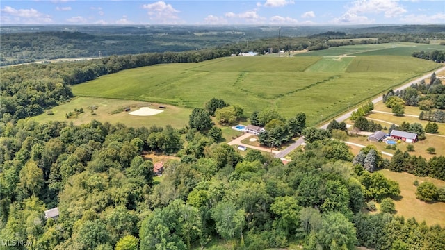 drone / aerial view with a rural view