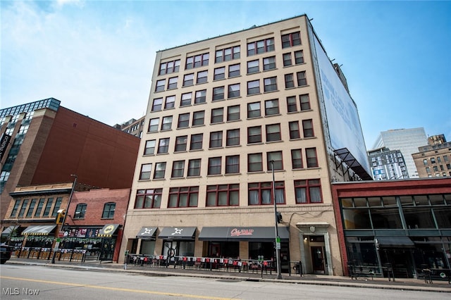 view of building exterior featuring a city view