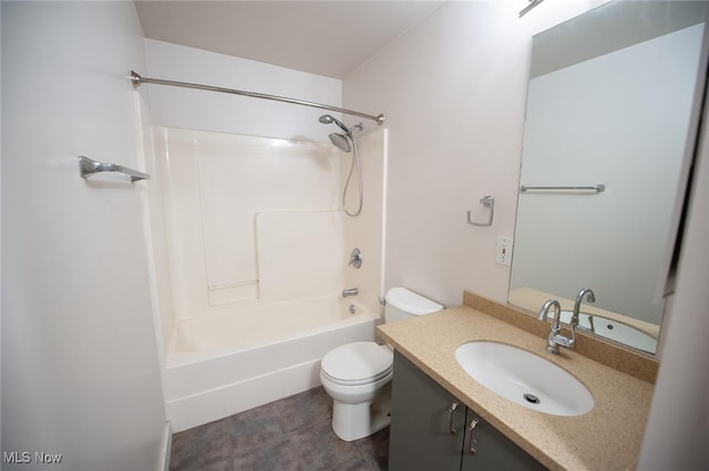 bathroom with  shower combination, vanity, and toilet