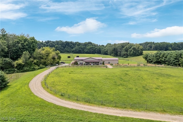 view of home's community featuring a yard and a rural view