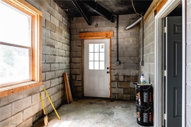 basement with a healthy amount of sunlight