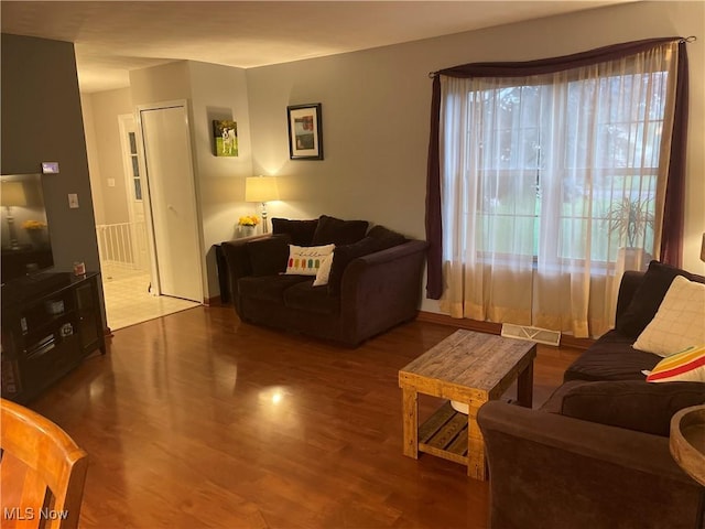 living room featuring hardwood / wood-style flooring