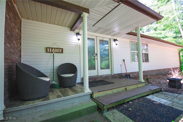 exterior space featuring french doors