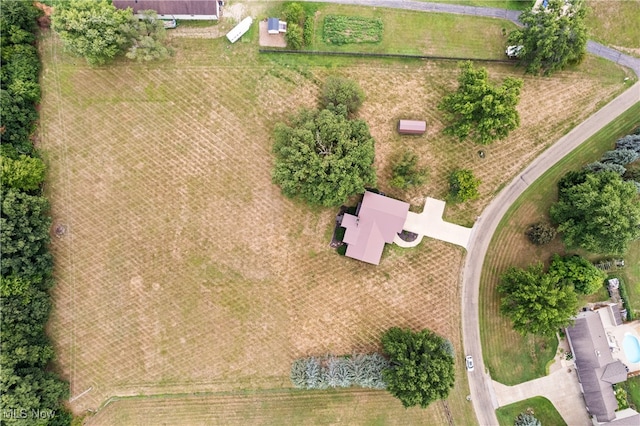 bird's eye view with a rural view