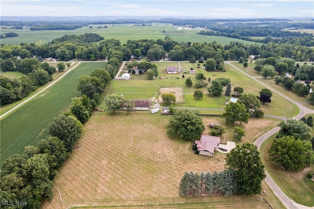 birds eye view of property featuring a rural view