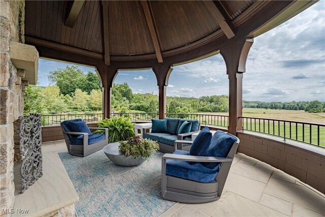 view of patio / terrace featuring a gazebo and an outdoor living space