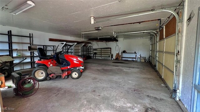 garage with a garage door opener