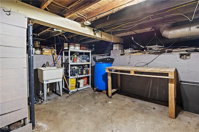 basement with sink