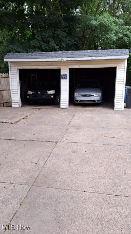 view of garage