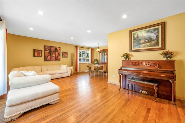 living room with light wood-type flooring