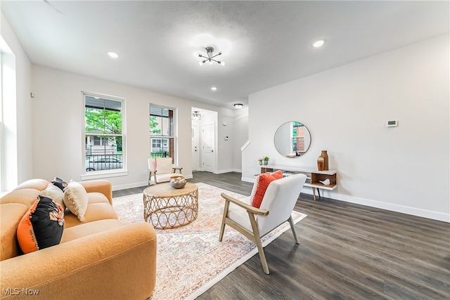 living room featuring dark hardwood / wood-style floors