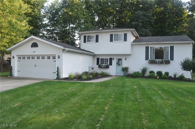 split level home with a front yard