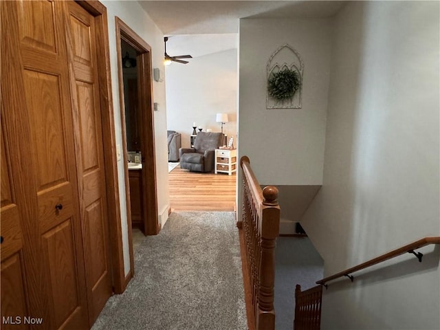 hallway featuring carpet flooring