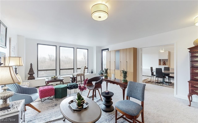 view of carpeted living area
